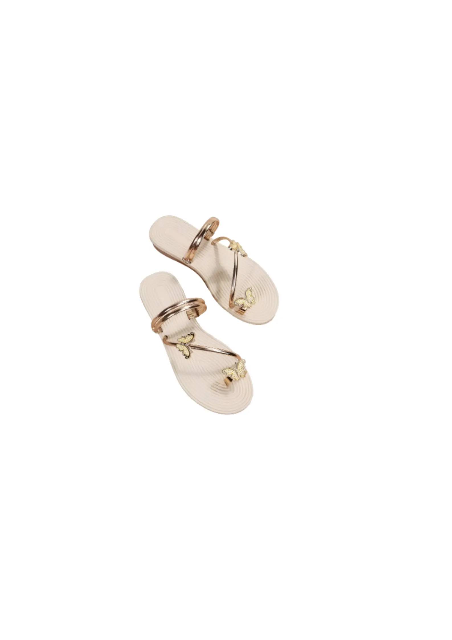 GORGLITTER Women’s Metallic Rhinestone Butterfly Flat Sandals